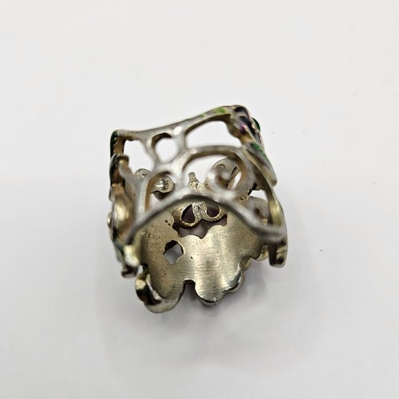 Vintage flower, butterfly and rhinestone ring - Picture 11 of 12